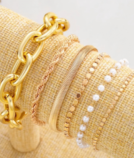 Round Plate Multi-Layer Stackable Bracelet Set for Women